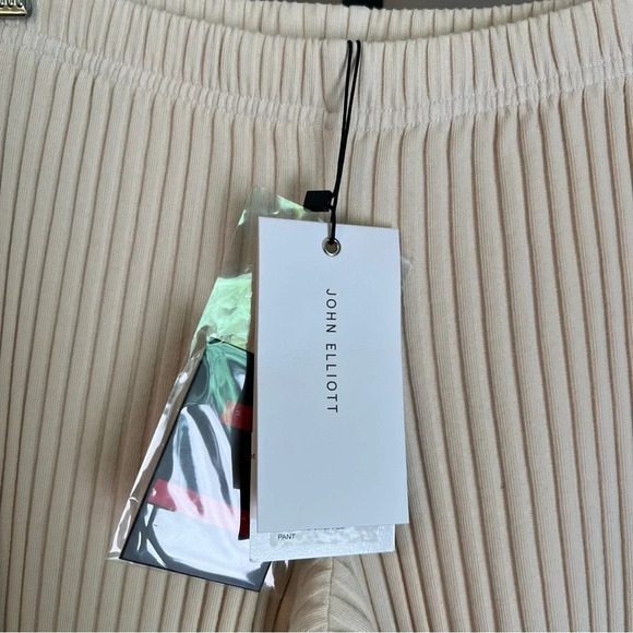 John Elliott Ginza Rib Cropped Pants Feather XS NWT Minimalist Neutral Chic - Picture 6 of 8